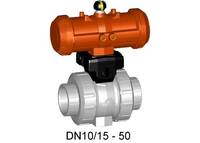 Kulový ventil typ 235 PVC-C  DA (dvoučinný) bez ručního převíjení s JIS vložnými díly pro lepení