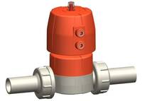 PROGEF Standard Membránový ventil DIASTAR Ten DESET FC (bez vzduchu zavřeno) šroubení s natupo vložnými díly SDR11 metrické