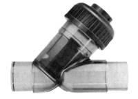 Šikmý ventil PVC-U SF transparentní tělo s vložnými díly na lepení ASTM